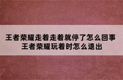 王者荣耀走着走着就停了怎么回事 王者荣耀玩着时怎么退出